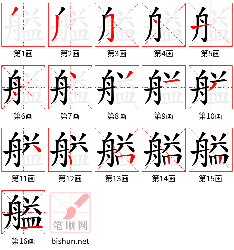 艗 笔顺规范