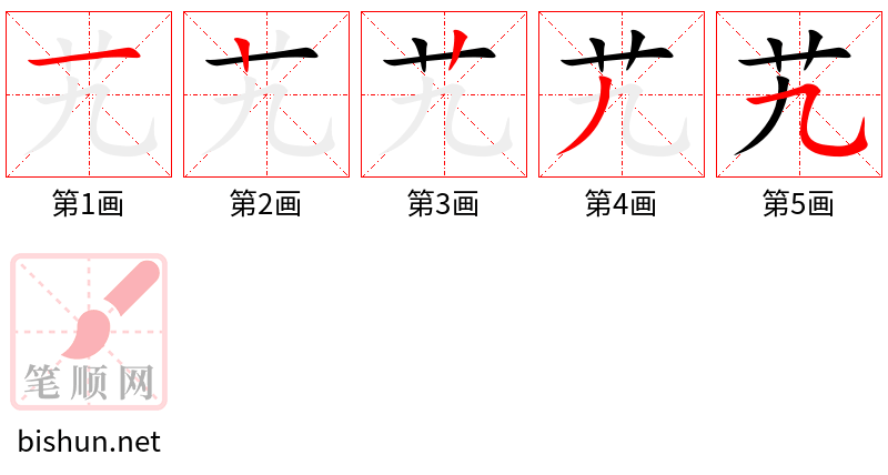 艽 笔顺规范