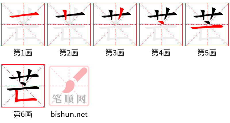 芒 笔顺规范