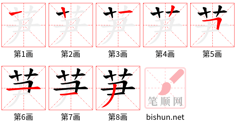 芛 笔顺规范