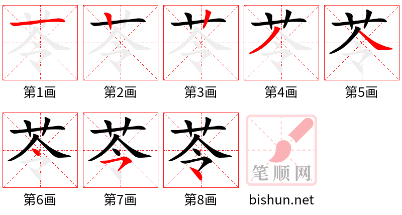 苓 笔顺规范