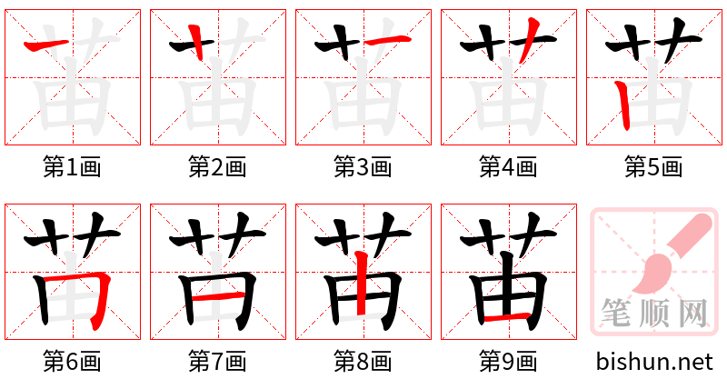 苖 笔顺规范