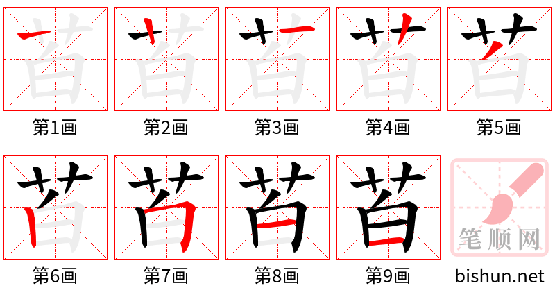 苩 笔顺规范