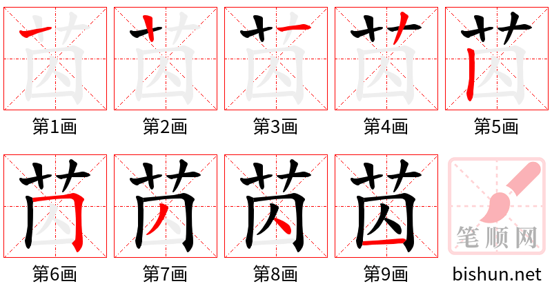 苬 笔顺规范