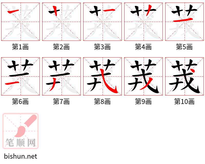 茙 笔顺规范