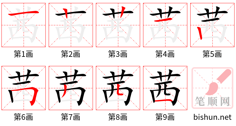 茜 笔顺规范