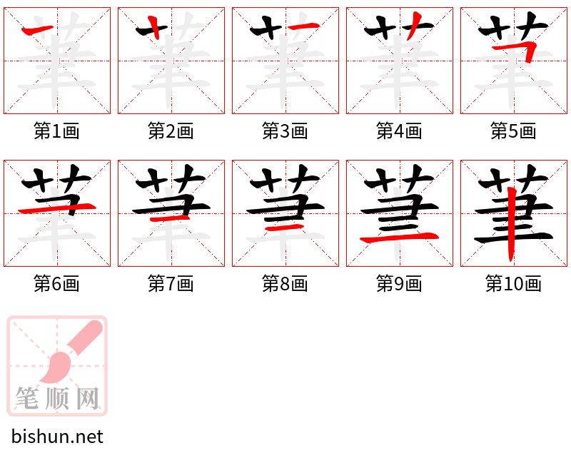 茟 笔顺规范