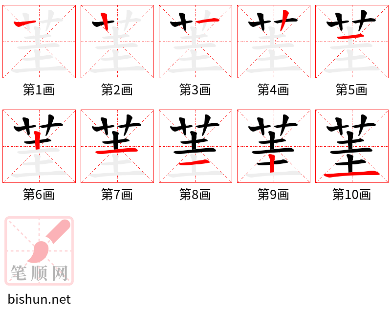 茥 笔顺规范