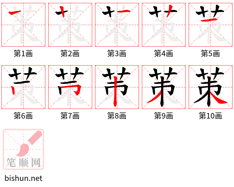 茦 笔顺规范