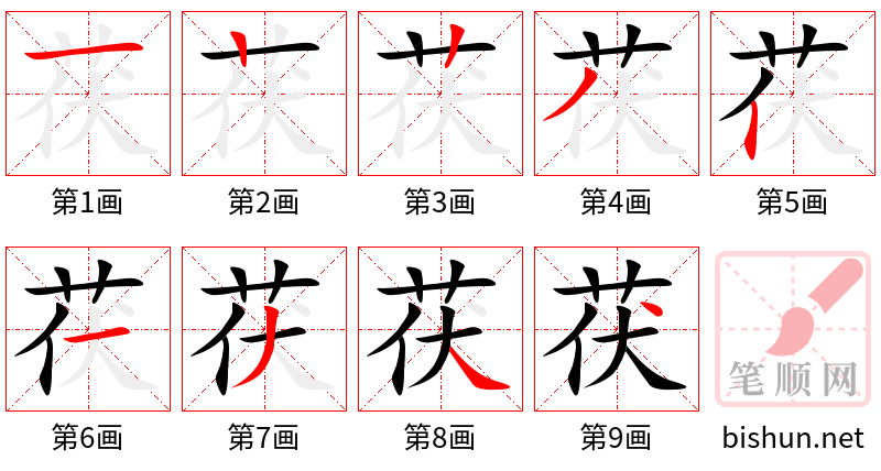 茯 笔顺规范