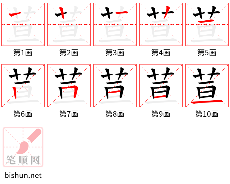 荁 笔顺规范