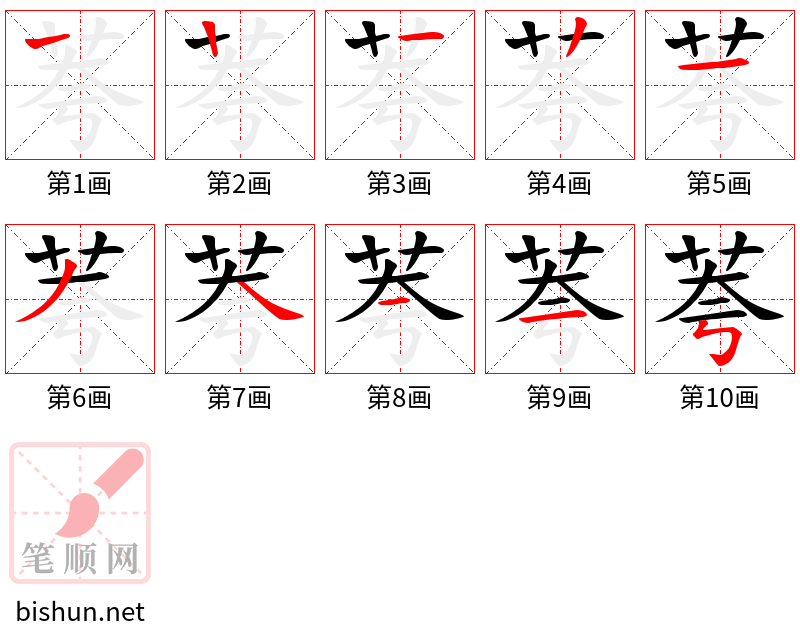 荂 笔顺规范