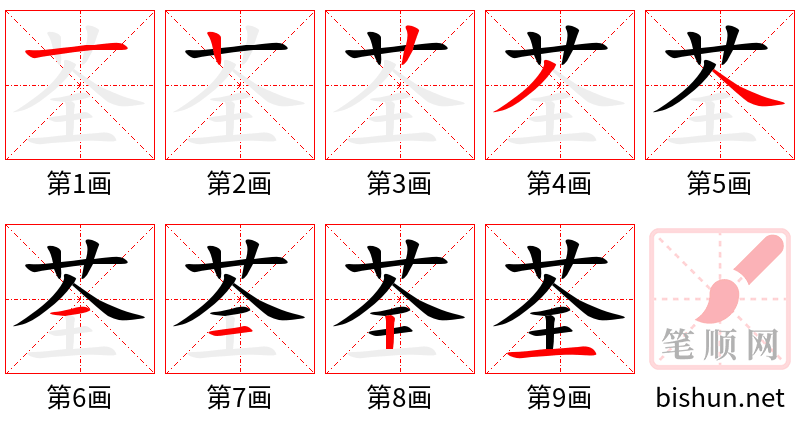 荃 笔顺规范