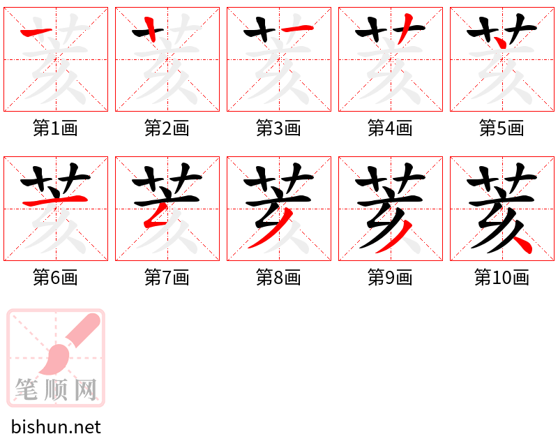 荄 笔顺规范