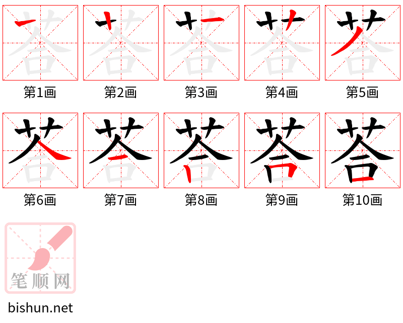 荅 笔顺规范