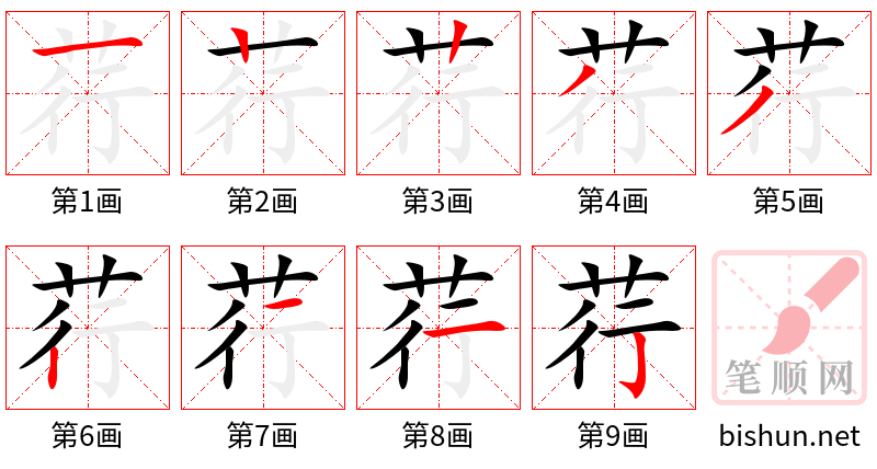 荇 笔顺规范