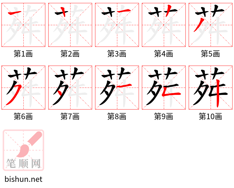 荈 笔顺规范