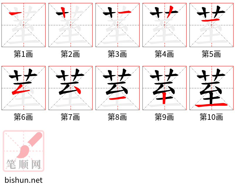 荎 笔顺规范