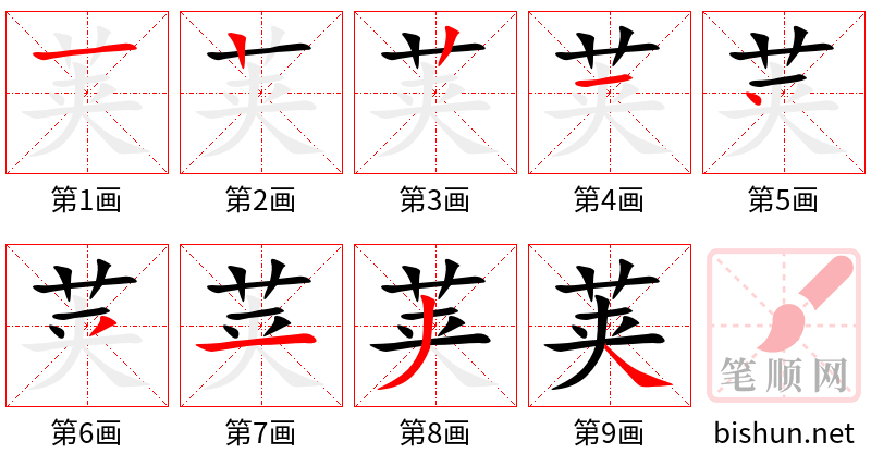 荚 笔顺规范