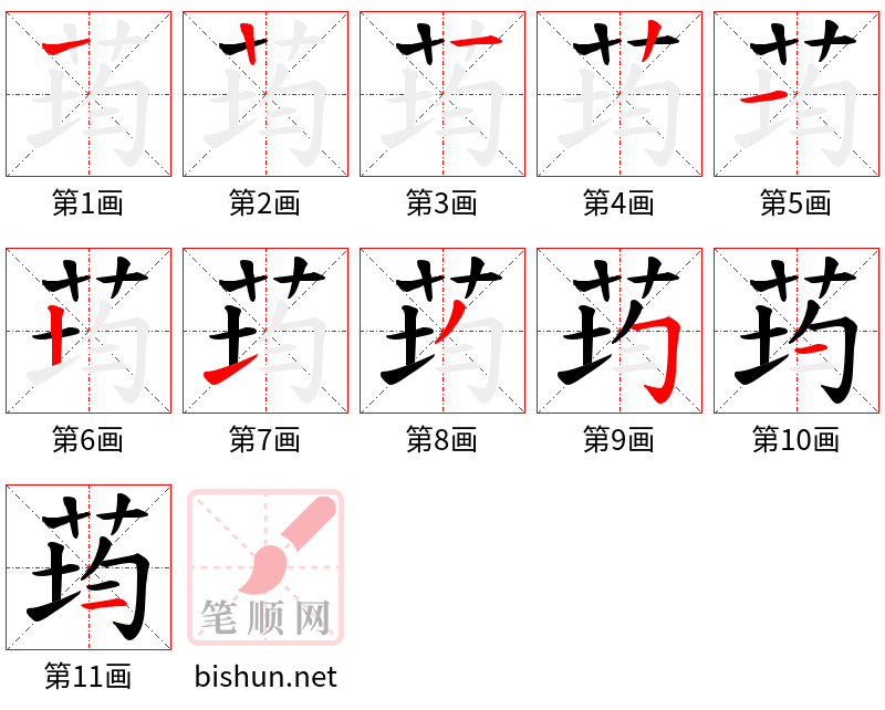 荺 笔顺规范