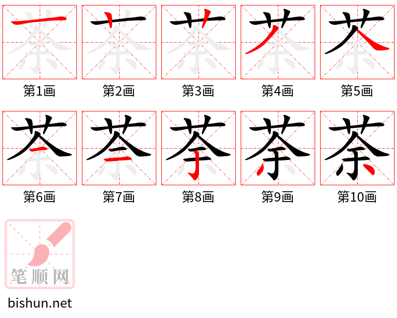 荼 笔顺规范