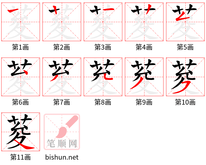 荾 笔顺规范