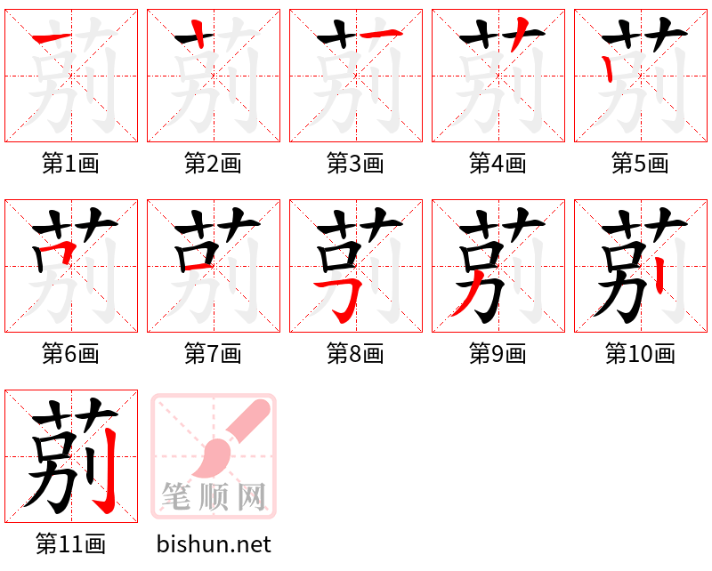 莂 笔顺规范