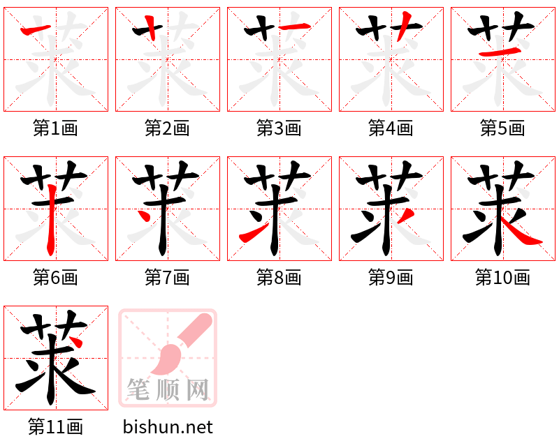 莍 笔顺规范