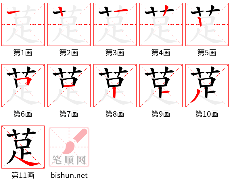 莡 笔顺规范