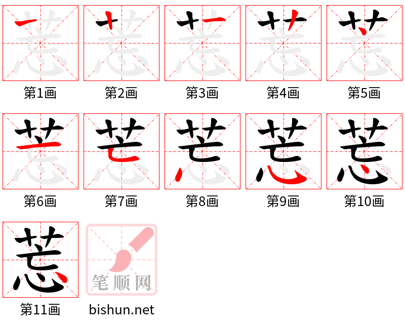 莣 笔顺规范