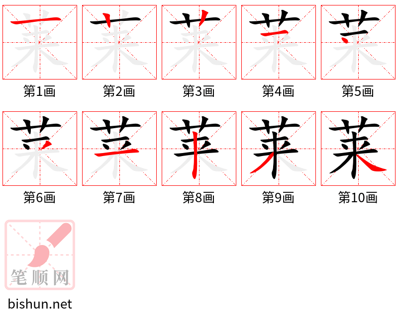 莱 笔顺规范