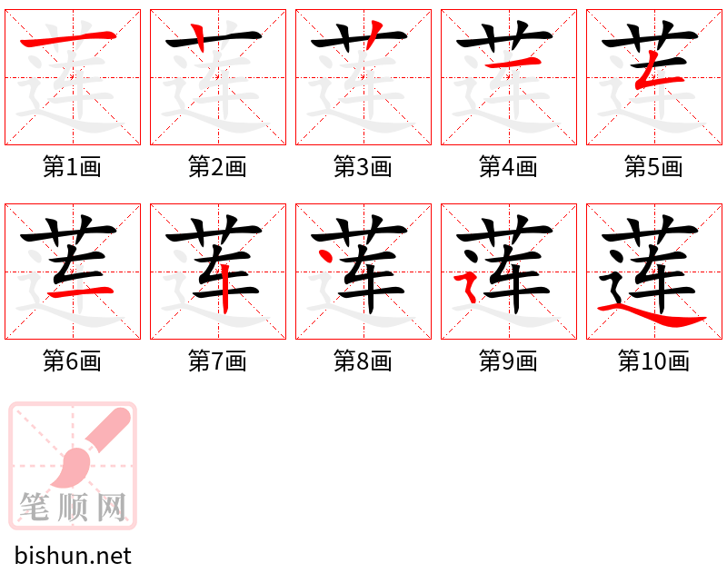 莲 笔顺规范