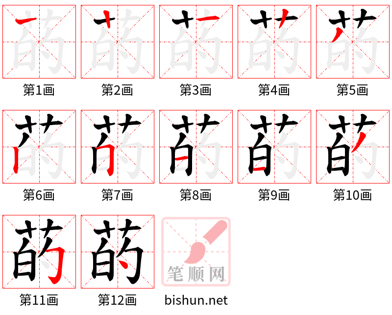 菂 笔顺规范