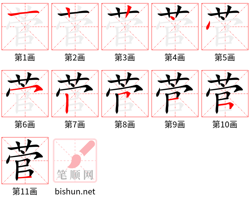 菅 笔顺规范