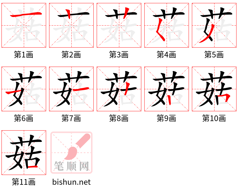 菇 笔顺规范