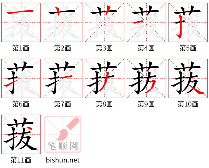 菝 笔顺规范