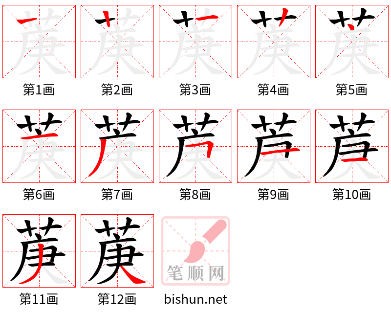 菮 笔顺规范