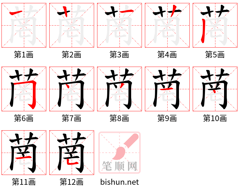 菵 笔顺规范