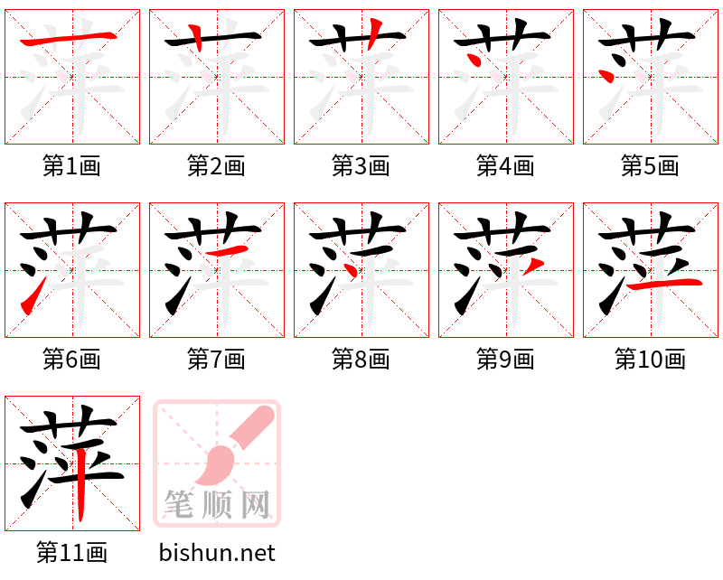 萍 笔顺规范