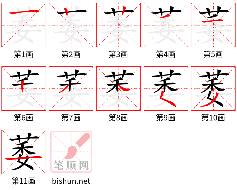 萎 笔顺规范