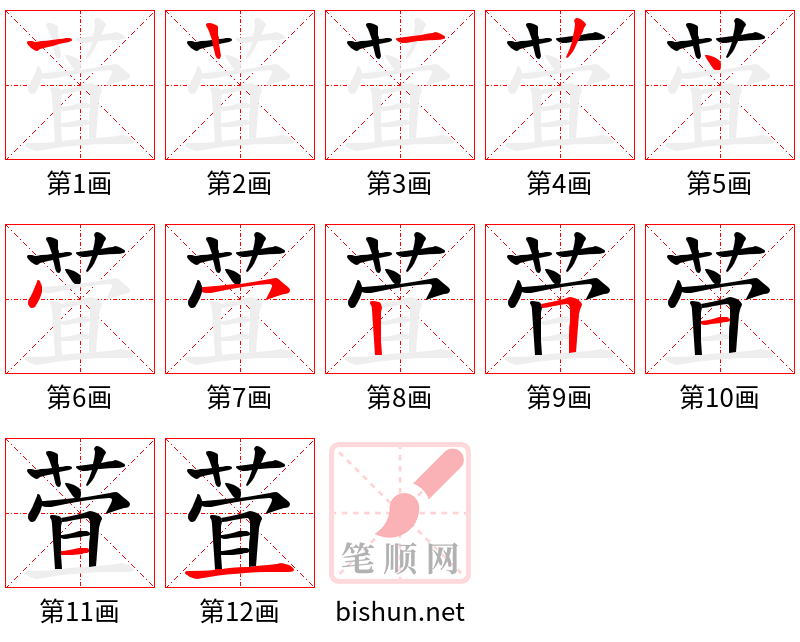 萓 笔顺规范