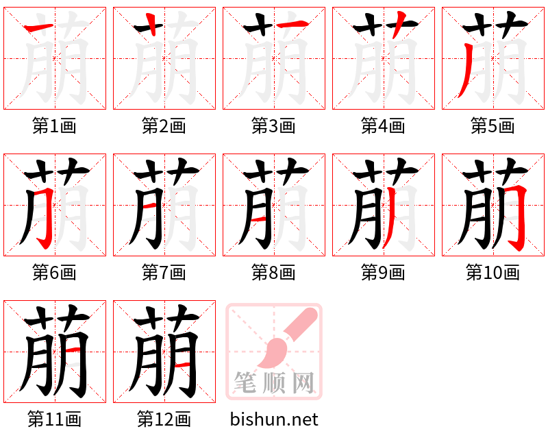 萠 笔顺规范