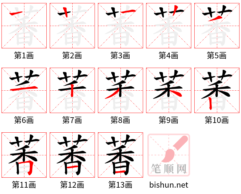 萫 笔顺规范