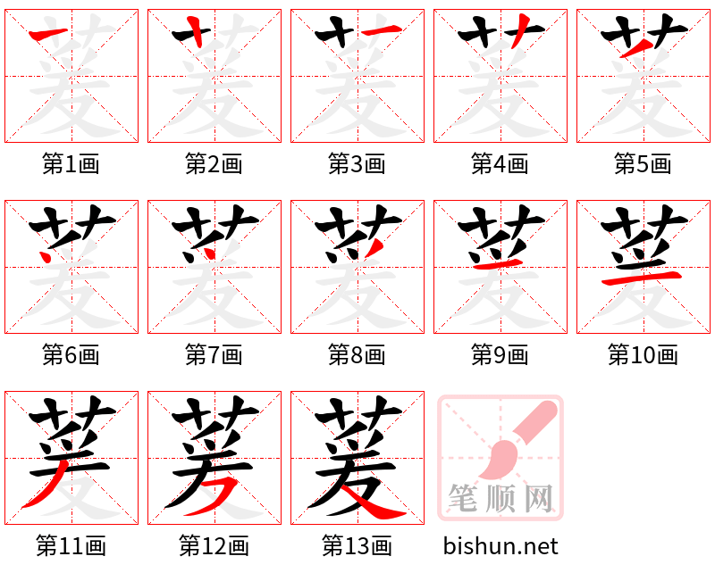 萲 笔顺规范