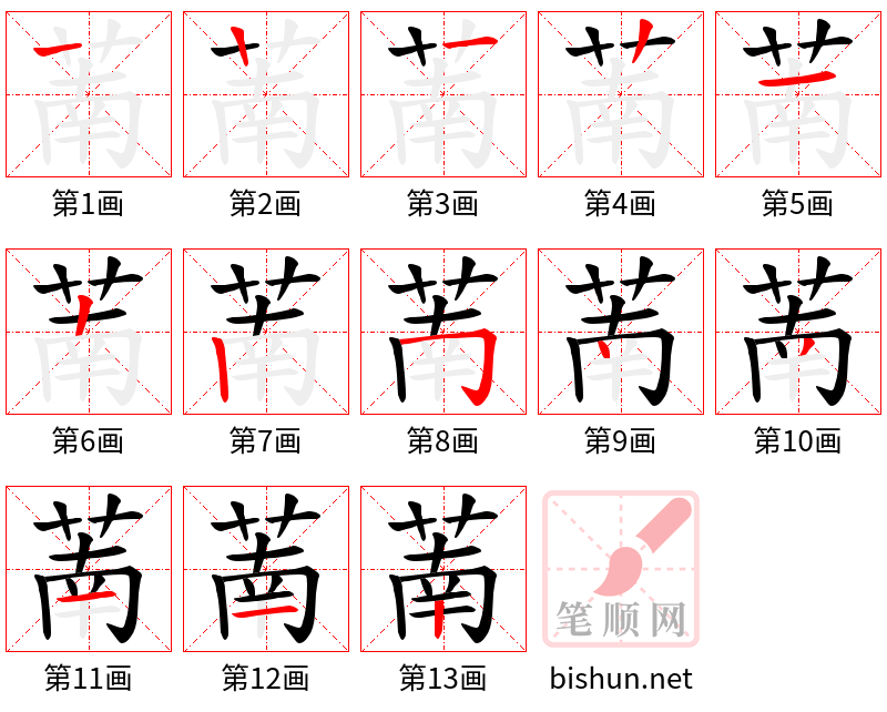 萳 笔顺规范