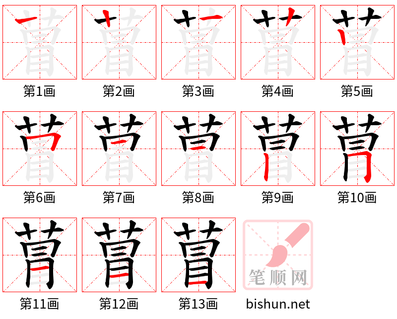 萺 笔顺规范