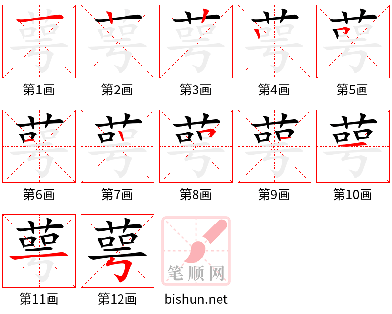 萼 笔顺规范