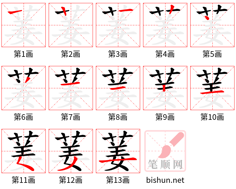 葁 笔顺规范