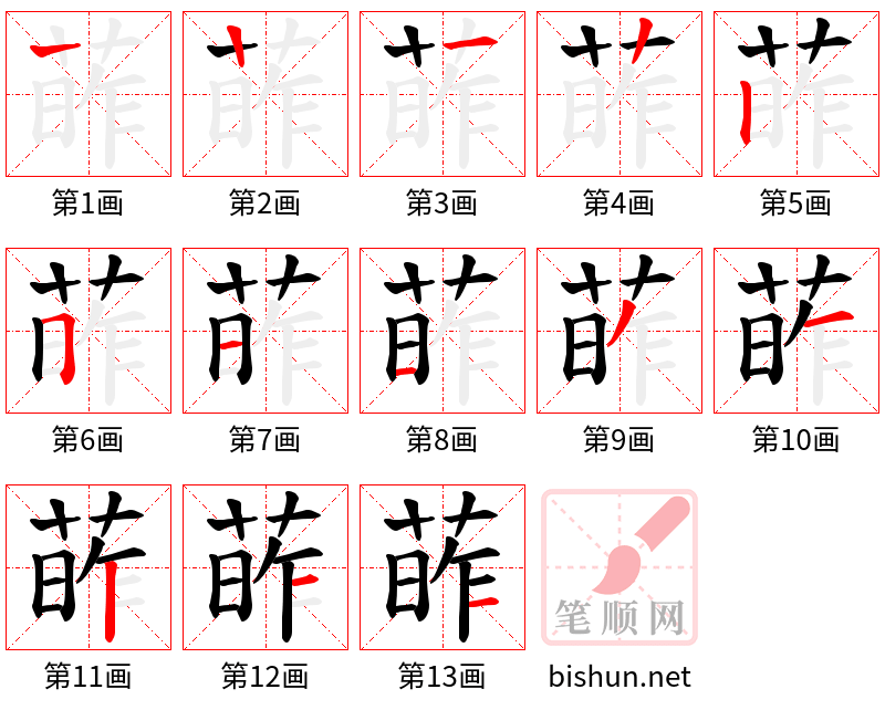 葃 笔顺规范