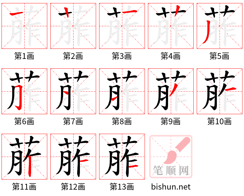 葄 笔顺规范